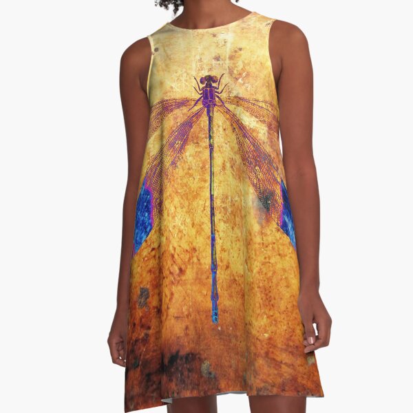 Dragonfly in Amber A-Line Dress