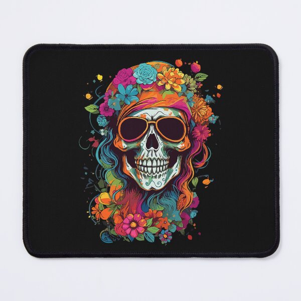 Aperçu de l'œuvre Hippy Skull Groovy Halloween Graphic Women Teens Girls créée et vendue par mainana78.