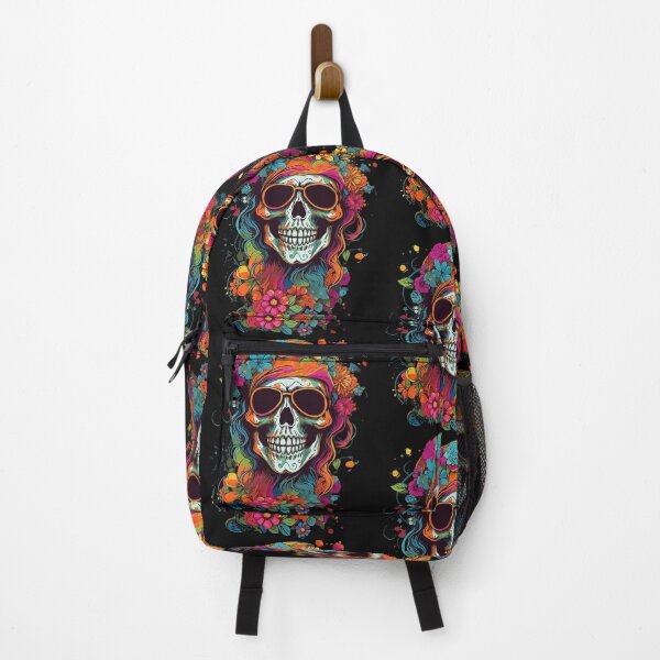 Aperçu de l'œuvre Hippy Skull Groovy Halloween Graphic Women Teens Girls créée et vendue par mainana78.