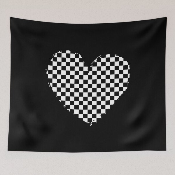 Item preview, Checkered Love Heart Black White Cute Chess Game designed and sold by jingdomdesgine.