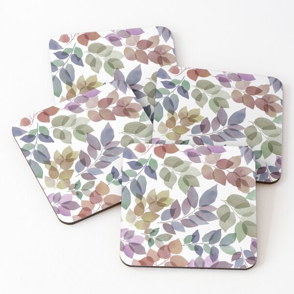 Item preview, Translucent watercolor leaves silhouettes. Colorful transparent leaf branches. designed and sold by likapix.