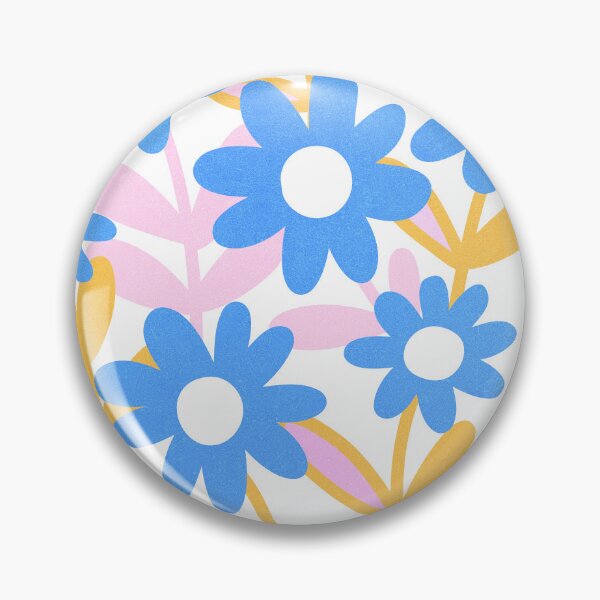 Item preview, Daisies in Bloom 2. Cobalt Blue, Pink, Yellow on white designed and sold by Dominiquevari.