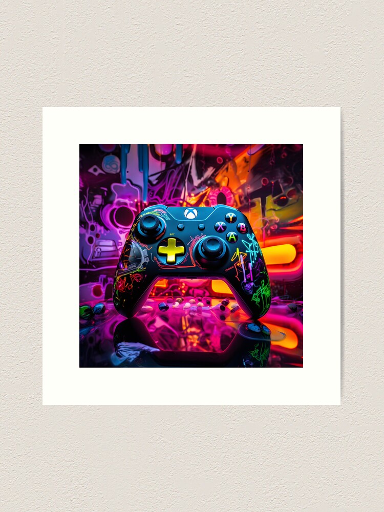 Abstract Neon Game Controller art Gamer poster 4 Digital Download Print