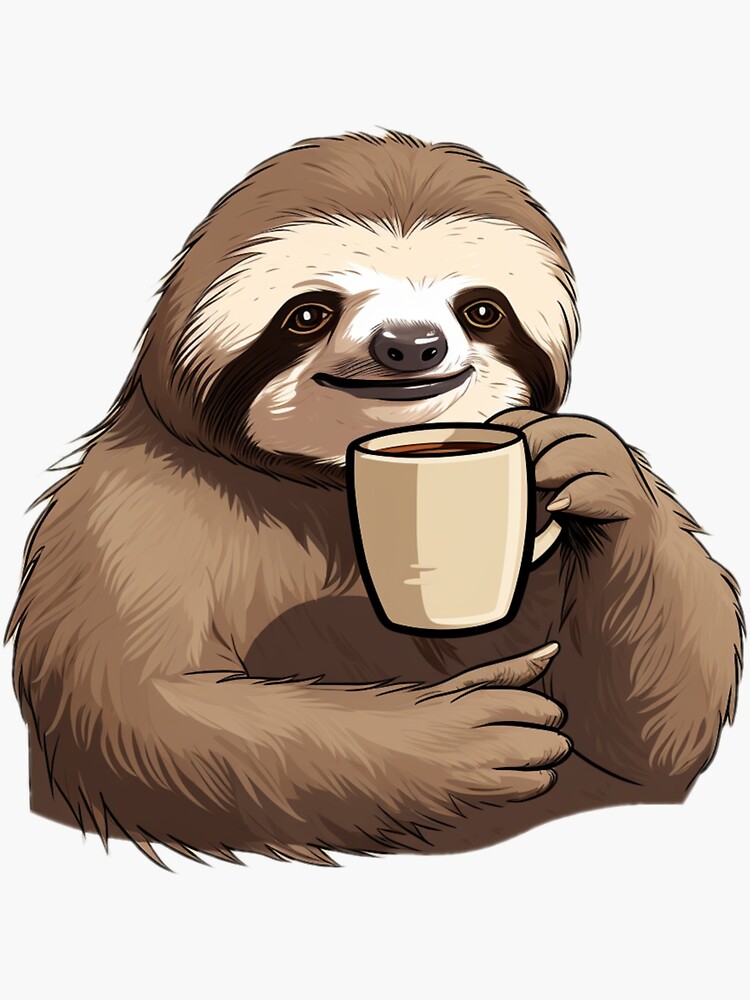 Keep warm. Sloffee coffee. Funny cute sloth quote Sticker