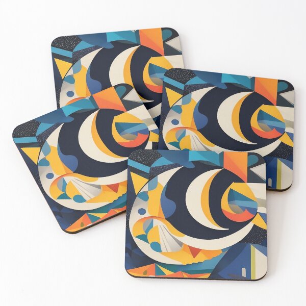Item preview, Cubist Crescent Luminescence - Geometric Nightfall in Artistic Harmony designed and sold by Freak-Scene.