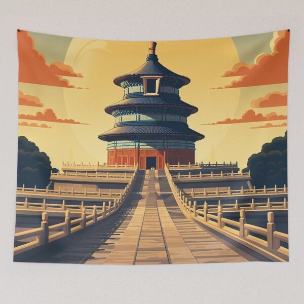 Item preview, A Vintage Travel Illustration of Beijing - China designed and sold by GoodOldVintage.