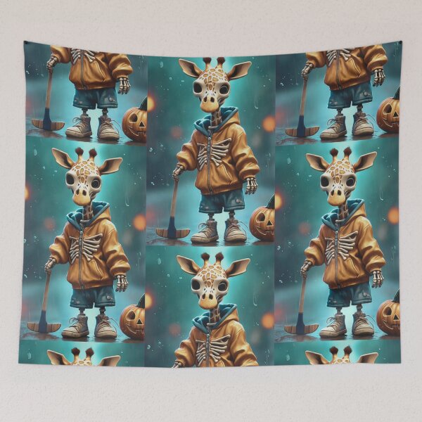 Item preview, a cool giraffe wearing a halloween skeleton suit designed and sold by Pelzi100.