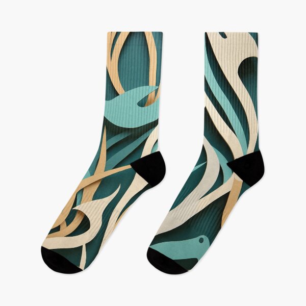 Item preview, AI Art Nouveau: Multilayered Oceanscape in Turquoise and Beige designed and sold by midmonty.
