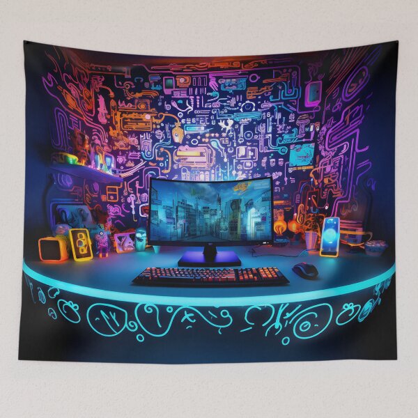 Item preview, Abstract Neon Art Gaming Computer  designed and sold by ARTficiallyAnon.