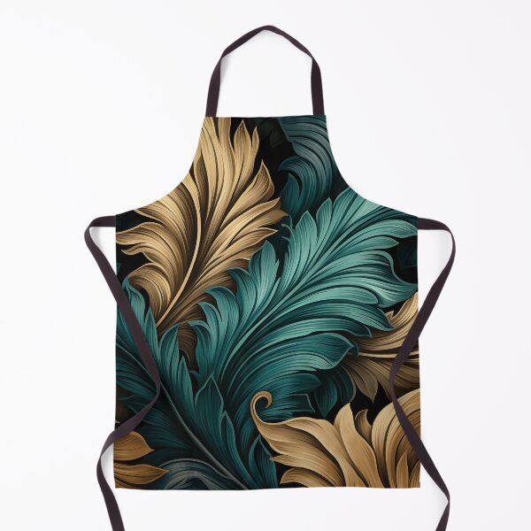 Artikelvorschau, Luxe Rococo Swirls: Gold and Smaragd Feathers in Dark Elegance entworfen und verkauft von midmonty.