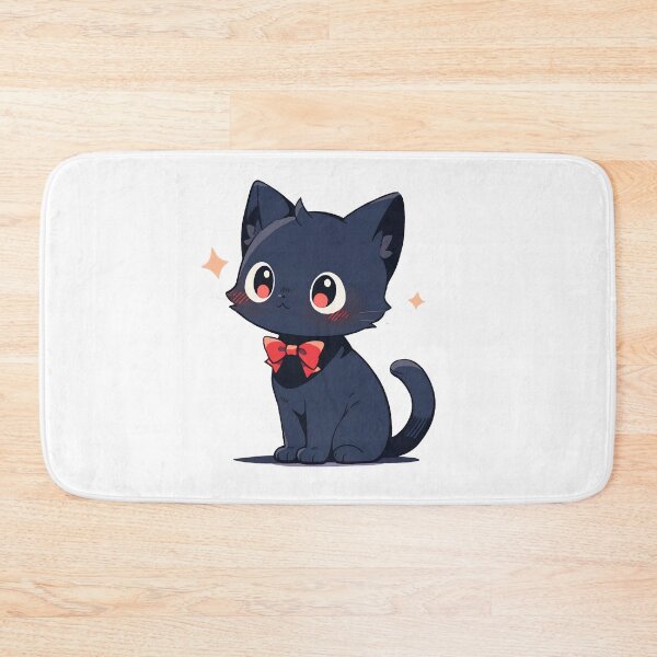 Item preview, Cute Kawaii Black Cat with a Red Bow Tie designed and sold by CozyKawaiiArt.