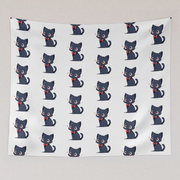Item preview, Cute Kawaii Black Cat with a Red Bow Tie designed and sold by CozyKawaiiArt.