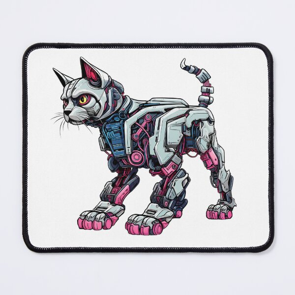 Item preview, Cyberpunk Robot Cat in Neon Colors designed and sold by SchorlCraft.