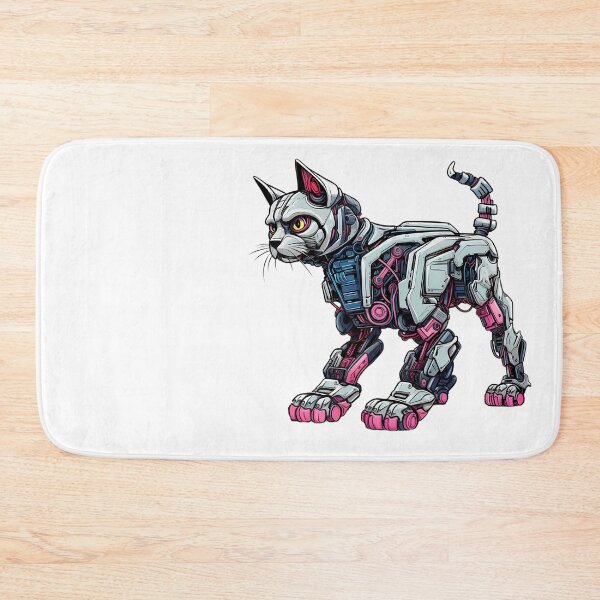 Item preview, Cyberpunk Robot Cat in Neon Colors designed and sold by SchorlCraft.