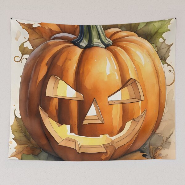 Item preview, Halloween Jack-O-Lantern Sitting in Leaves designed and sold by puravidavisions.