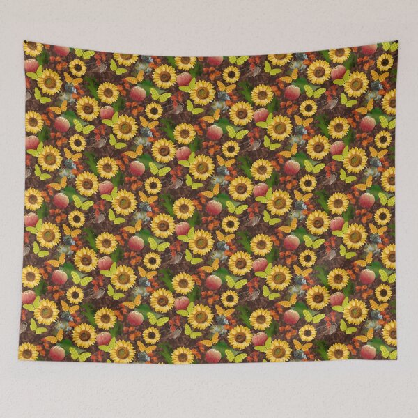 Item preview, Harvest Sunflowers on Browns Half-Drop Repeat 5748 designed and sold by Art in My Loft.