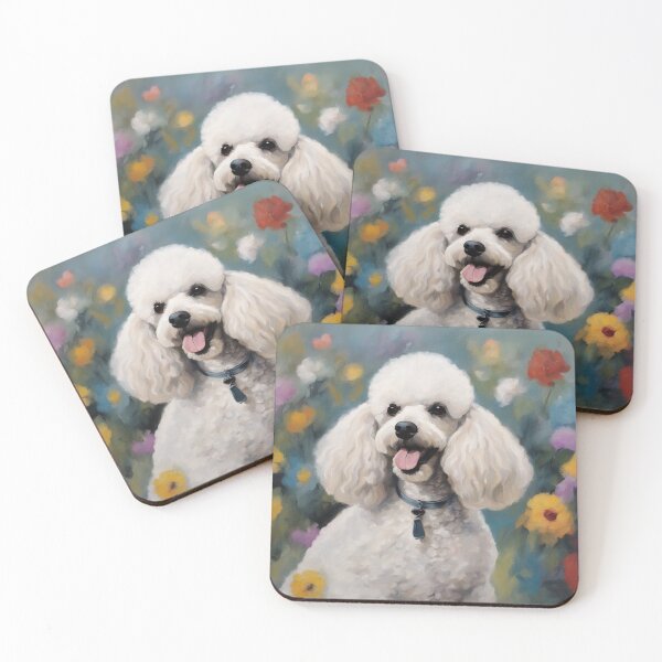 Item preview, White Poodle Flowers design  designed and sold by PetArt  ⭐⭐⭐⭐⭐.