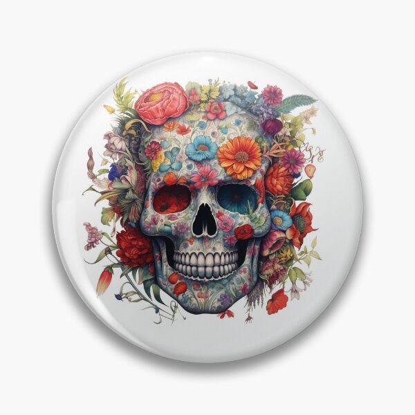 Item preview, Skull with flowers designed and sold by Visual  Alchemy.