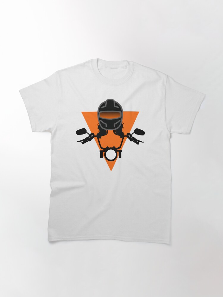 Thumbnail 3 of 7, Classic T-Shirt, Minimal Lady Biker Solo designed and sold by BIKENSOUL.