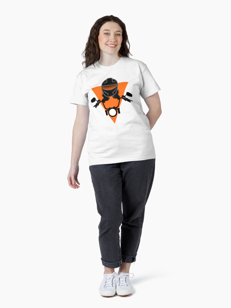 Thumbnail 4 of 7, Classic T-Shirt, Minimal Lady Biker Solo designed and sold by BIKENSOUL.