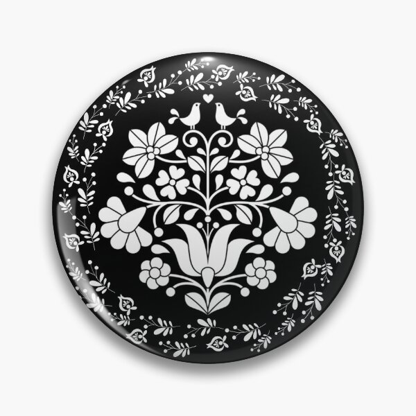 Item preview, Kalocsai folk art flowers in circle pattern White designed and sold by Kormix.