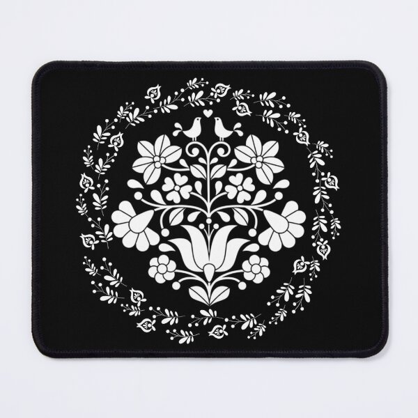 Item preview, Kalocsai folk art flowers in circle pattern White designed and sold by Kormix.