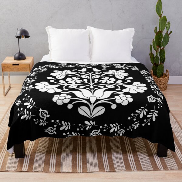 Item preview, Kalocsai folk art flowers in circle pattern White designed and sold by Kormix.