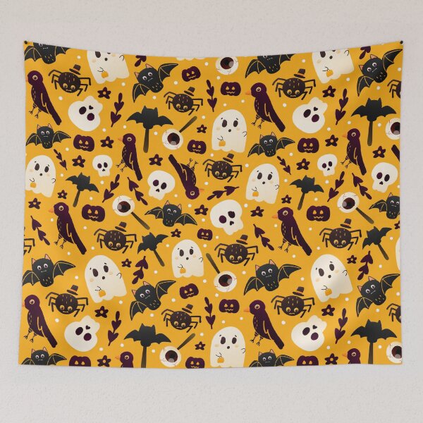 Item preview, Halloween Patterns Yellow Background designed and sold by OMG Outfits .