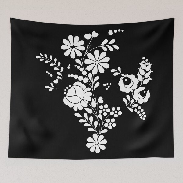 Item preview, Kalocsai folk art white flowers designed and sold by Kormix.