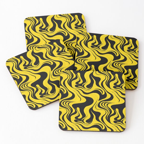 Item preview, Yellow Swirl Black and White Stipe Aesthetic Abstract Art designed and sold by theAcollection.