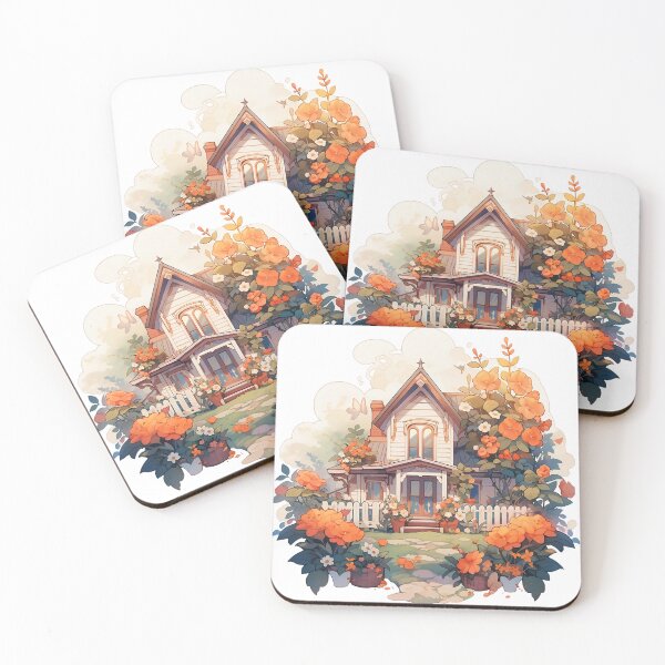 Item preview, Cozy Cottage in Summer Flowers in Rustic and Cottagecore Style designed and sold by CozyKawaiiArt.