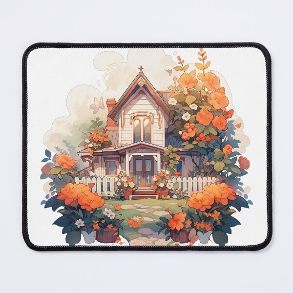 Item preview, Cozy Cottage in Summer Flowers in Rustic and Cottagecore Style designed and sold by CozyKawaiiArt.