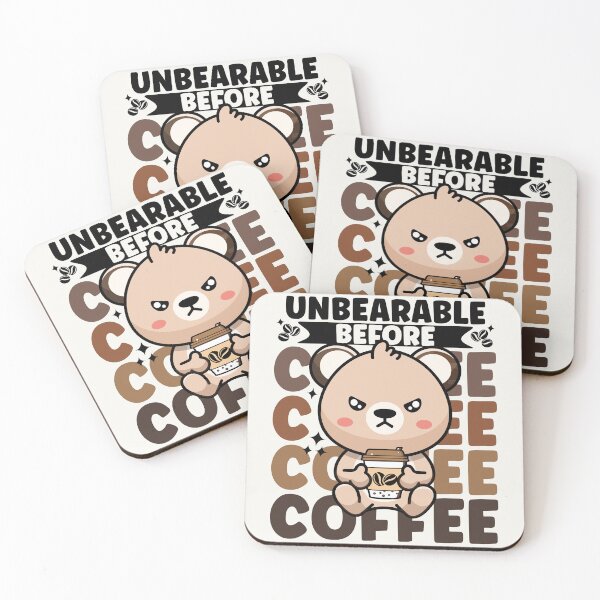 Item preview, Unbearable Before Coffee | Cute and Funny Grumpy Coffee Lover Bear designed and sold by PearlMoonGrapes.