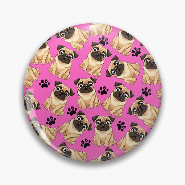 Item preview, Pug Dog Pattern: Pink Background, Pawprint With Heart designed and sold by Wolfheartart.