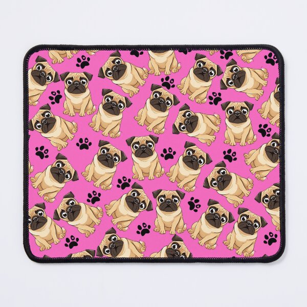 Item preview, Pug Dog Pattern: Pink Background, Pawprint With Heart designed and sold by Wolfheartart.