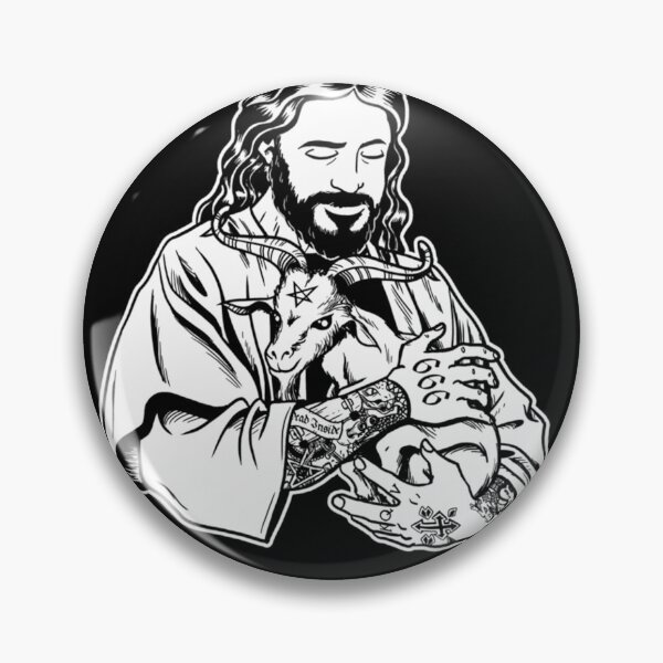 Item preview, Blackcraft Antichrist Jesus Loves Satan Baphomet goat Atheist  	 designed and sold by kyzocdmzpy35.