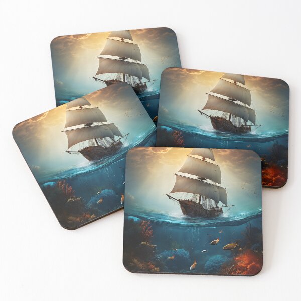 Item preview, Ship and underwater life designed and sold by Art by Lilia.