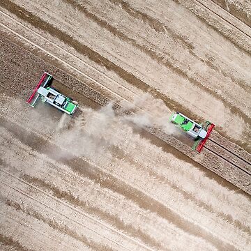 Artwork thumbnail, Agriculture harvesters in the field harvesting crops by picdab-com