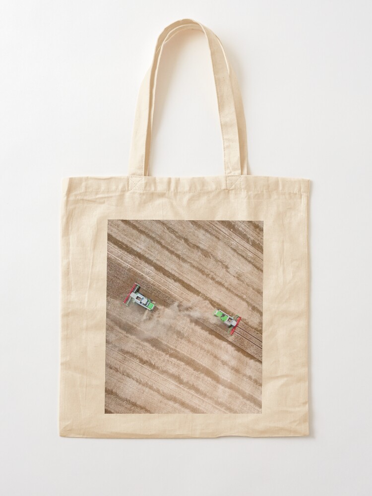 Thumbnail 2 of 5, Tote Bag, Agriculture harvesters in the field harvesting crops designed and sold by picdab-com.