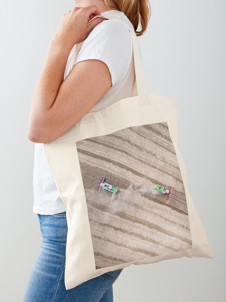 Thumbnail 1 of 5, Tote Bag, Agriculture harvesters in the field harvesting crops designed and sold by picdab-com.