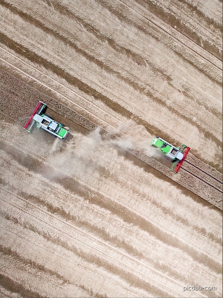 Thumbnail 7 of 7, Classic T-Shirt, Agriculture harvesters in the field harvesting crops designed and sold by picdab-com.