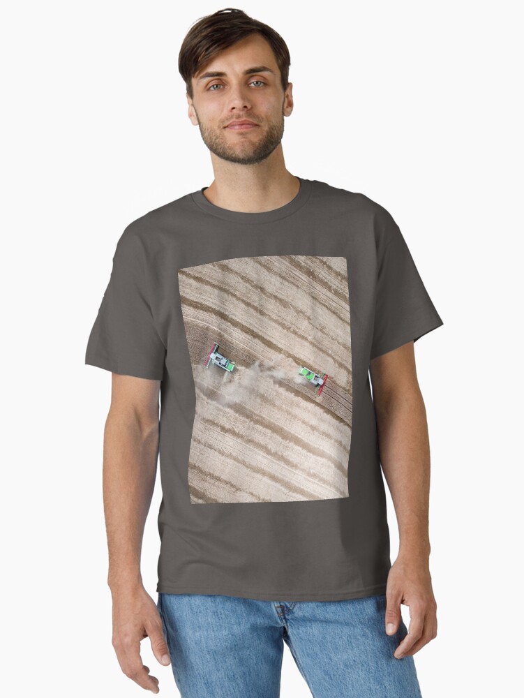 Thumbnail 2 of 7, Classic T-Shirt, Agriculture harvesters in the field harvesting crops designed and sold by picdab-com.