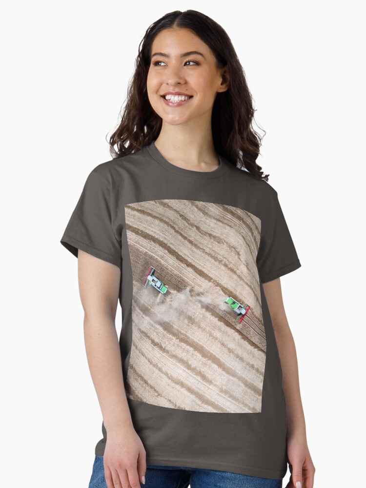 Thumbnail 1 of 7, Classic T-Shirt, Agriculture harvesters in the field harvesting crops designed and sold by picdab-com.