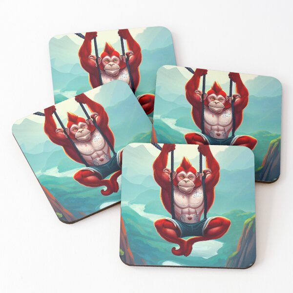 Item preview, Crimson Monkey's Leap: Red Primate Bungee Jumps in Majestic Valley designed and sold by GlotteSuocks.