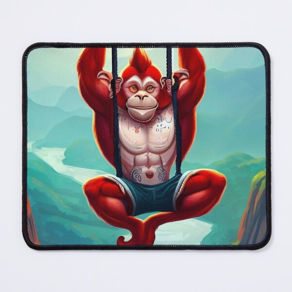 Item preview, Crimson Monkey's Leap: Red Primate Bungee Jumps in Majestic Valley designed and sold by GlotteSuocks.