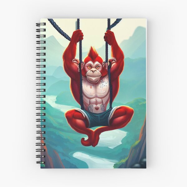 Item preview, Crimson Monkey's Leap: Red Primate Bungee Jumps in Majestic Valley designed and sold by GlotteSuocks.