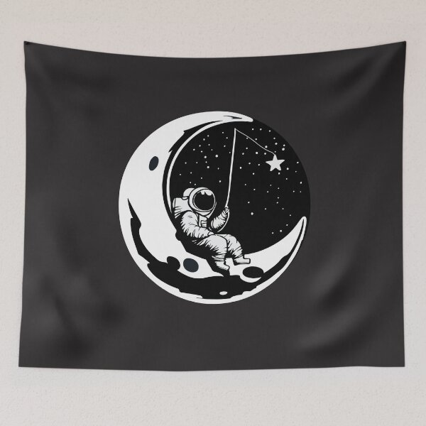 Item preview, vintage astronaut fishing star on space designed and sold by shaderepublic.