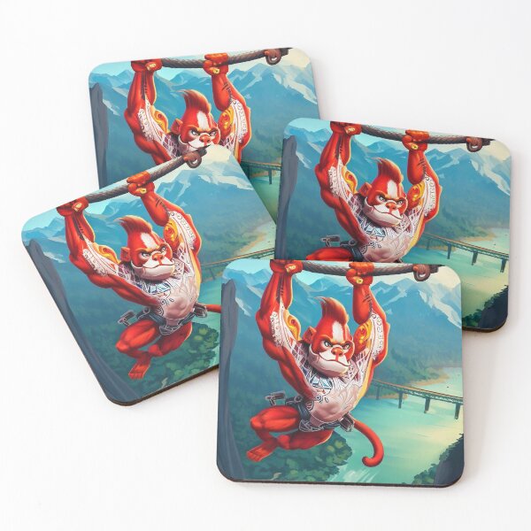 Item preview, Valley Bungee Adventure: Red Monkey's Daring Jump Amidst Grandeur designed and sold by GlotteSuocks.