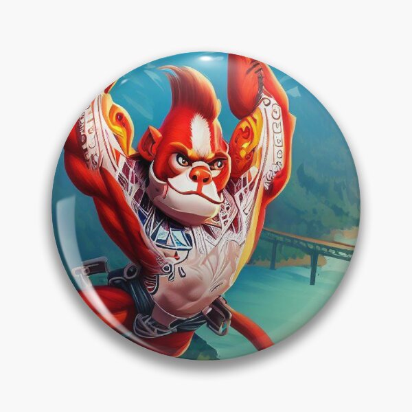 Item preview, Valley Bungee Adventure: Red Monkey's Daring Jump Amidst Grandeur designed and sold by GlotteSuocks.