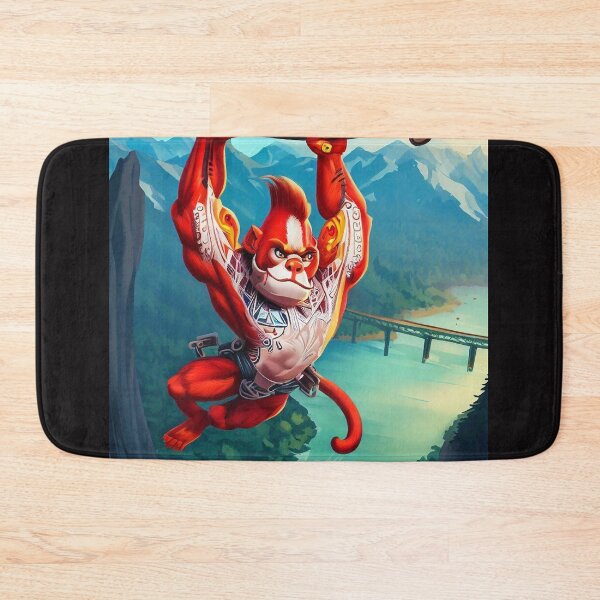 Item preview, Valley Bungee Adventure: Red Monkey's Daring Jump Amidst Grandeur designed and sold by GlotteSuocks.